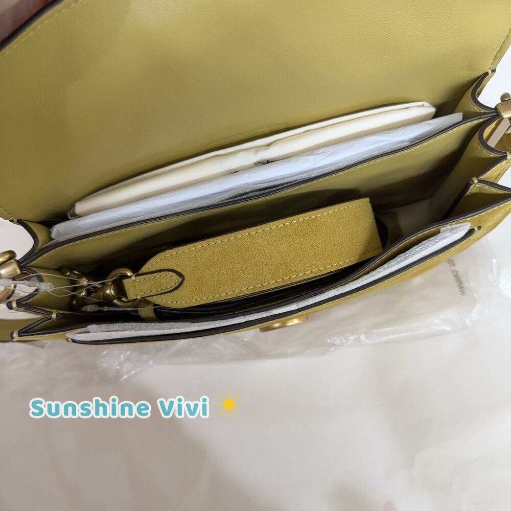 NWT Coach Suede Tabby Shoulder Bag 26 CEN52 Brass/Light Citron - Picture 9 of 13